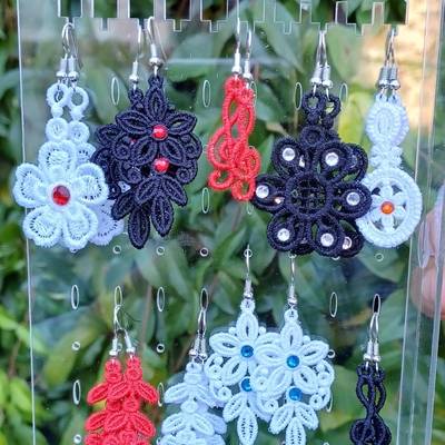 boucle d'oreille dentelle strass
